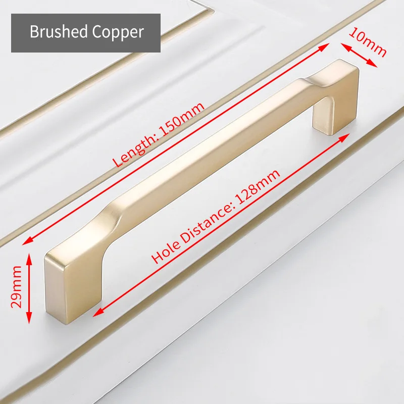 Brushed Copper 128mm KAK цинковый сплав жемчужно-серая золотая для шкафа ручки твердые ручки для ящиков кухонный шкаф двери тянет Мебельная ручка фурнитура для шкафа - Цвет: Brushed Copper 128mm