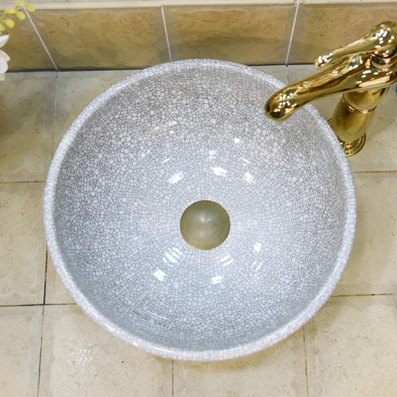 Керамическая раковина Jingdezhen с зелеными трещинами Маленькая китайская 30 см для
