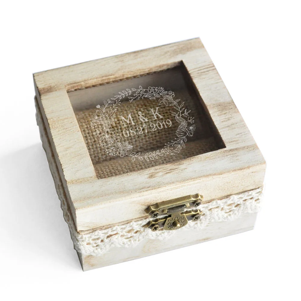 Коробка обручального кольца индивидуальные деревянные кольцо держатель коробка