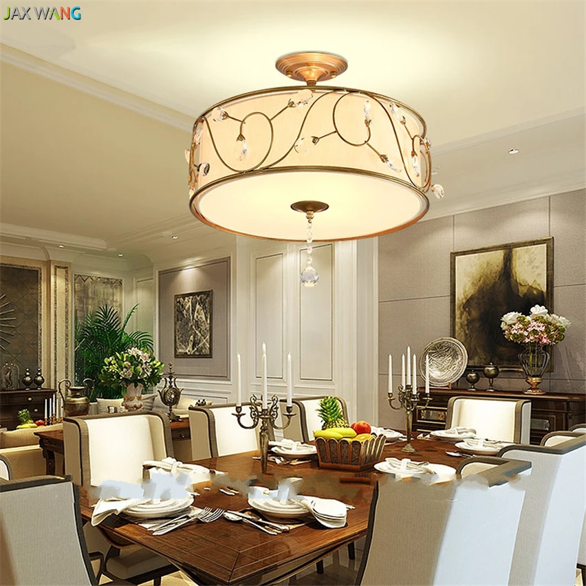 JW _ скандинавские хрустасветодиодный потолочные светильники тканевый барабан