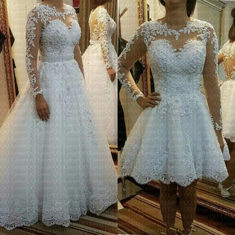 

2019 New 2 In 1 Wedding Dress Pearls Beads Embroidery Vestido De Noiva Appliques Custom Made Wedding Gowns