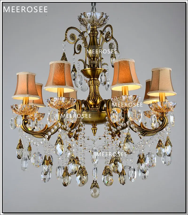 Бронзовая готовая Античная хрустальная люстра долговечная Роскошная латунная