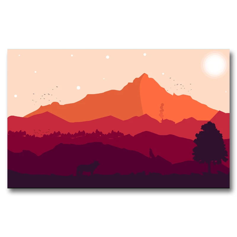 FOOCAME Firewatch видеоигры горы минимализм лес Искусство Шелковый плакат печать домашний Декор картина 12x19 15x24 19x30 22x35 дюймов - Цвет: 012