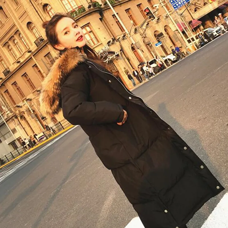 Женские зимние модные тонкие утепленные парки с широкой талией, Женские повседневные длинные толстовки с капюшоном и вышитым буквами, пальто с меховым воротником JQ91