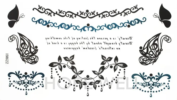 4 листа художественные буквы музыкальное перо Тотем черная временная татуировка