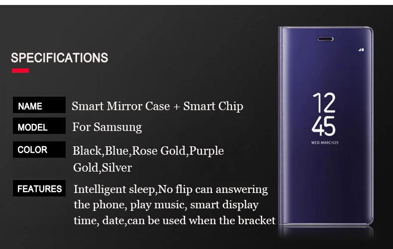 Чехол для samsung Note 9 Note 8 5 с оригинальным чипом, зеркальный флип-чехол для samsung S9 S8 Plus S7 S6 Edge