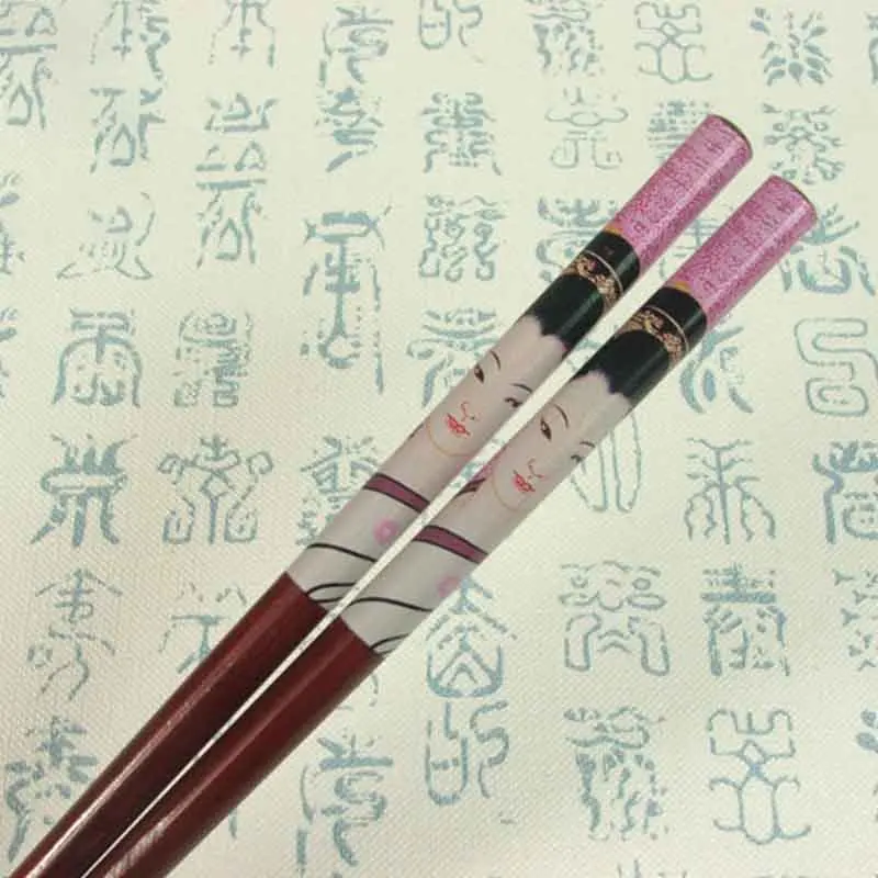 Flower Handmade Ethnic Style Bride Vintage Painting hairpin Print Japanese Hair stick Colorful Natural Wood 2PCS |