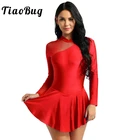 Костюм TiaoBug женский для фигурного катания, с длинным рукавом, для латиноамериканских танцев, гимнастический купальник для взрослых, бальных танцев, сценических танцев, балетное гимнастическое платье