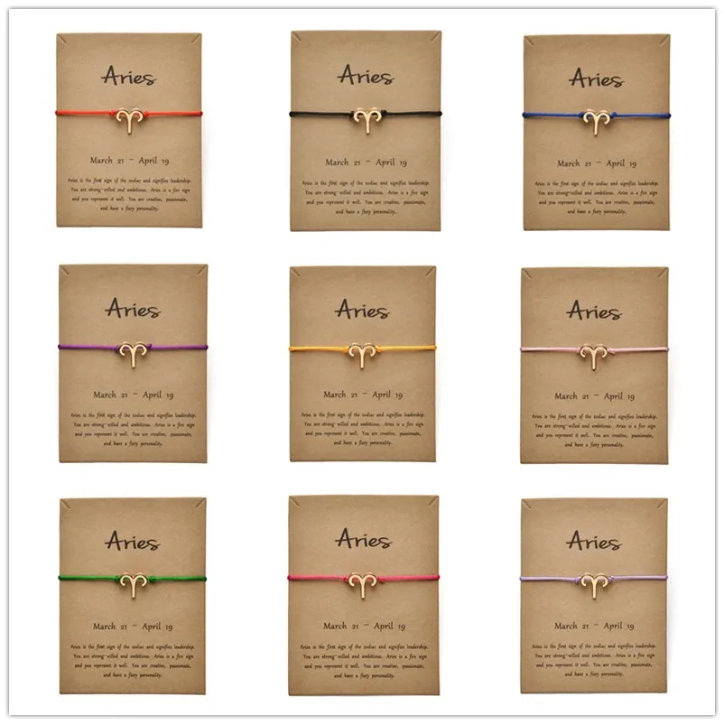 Модные ювелирные изделия 12 созвездия зодиака Овен счастливая веревка браслет