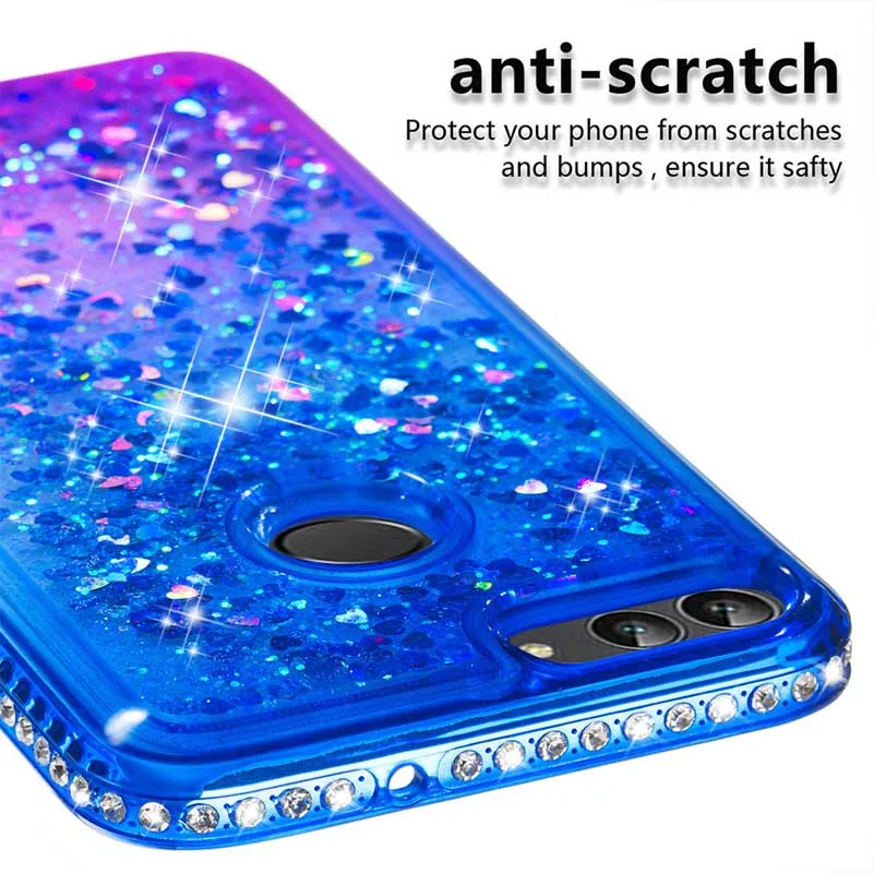 Мягкий ТПУ боковое сверло градиент зыбучие пески чехол для huawei P Smart Cover Блеск