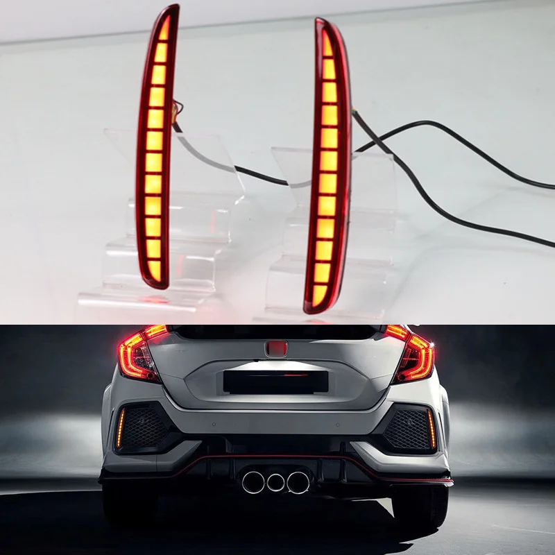 

2 шт., светодиодсветодиодный лампы для заднего бампера Honda Civic Hatchback 2016 2018 2019