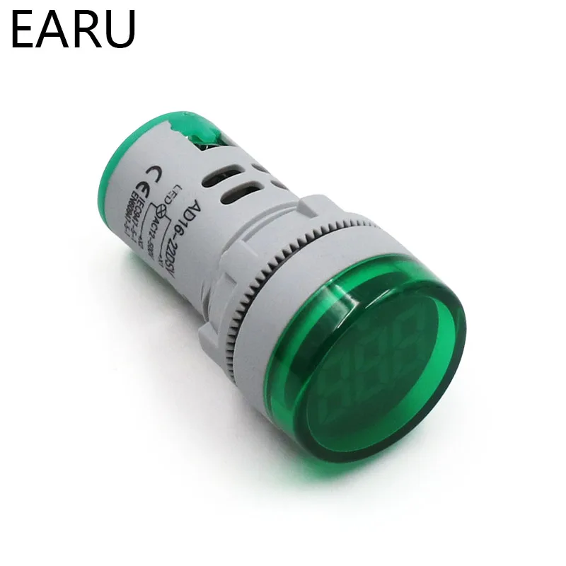 New Green Voltmeter DIY Мини цифровой вольтметр 22 мм круглый переменный ток 12-500 В Вольт тестер напряжения метр монитор мощность светодиодный индикатор Пилотная лампа светильник дисплей - Цвет: New Green Voltmeter