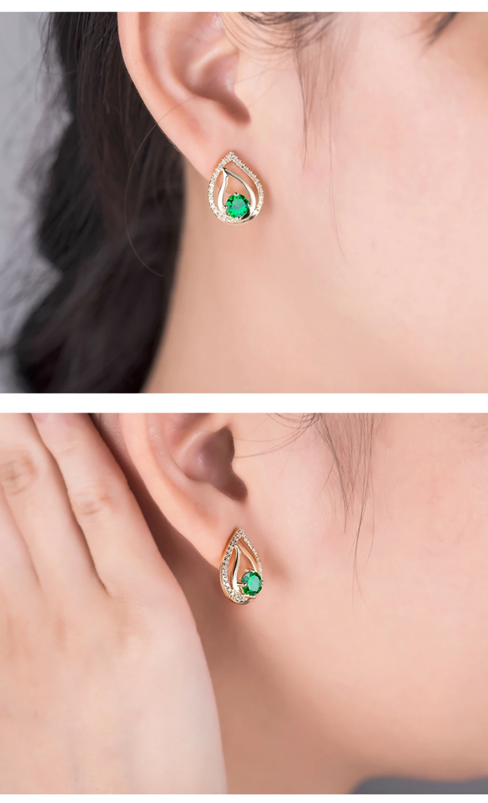 LOVERJEWELRY женские серьги Пуссеты Серьги Настоящее 18 К желтое золото натуральный круглый цаворит классические серьги для женщин вечерние ювелирные изделия для офиса
