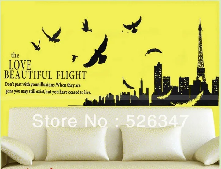 Самодельные съемные настенные наклейки с изображением Парижского города и