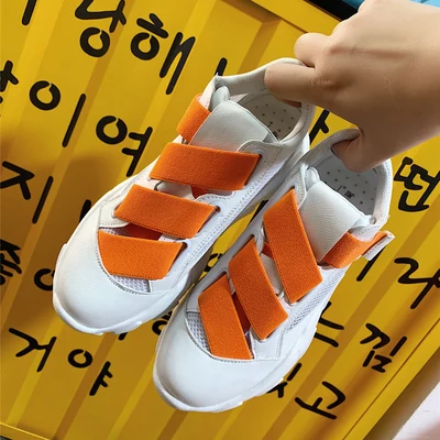Оранжевый LMCAVASUN/Женская обувь на плоской подошве; chaussure; модная сетчатая обувь на резиновой подошве; летние дышащие ботинки на толстой подошве; обувь с высоким берцем; цвет белый - Цвет: Оранжевый
