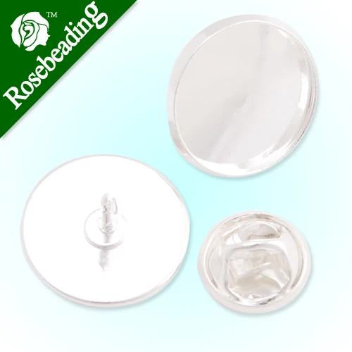 

16mm Silver Plated Copper Cameo Brooch back,Tie Tac Clutch with 16mm Round Bezel Cup,brooch findings,sold 50pcs per pkg