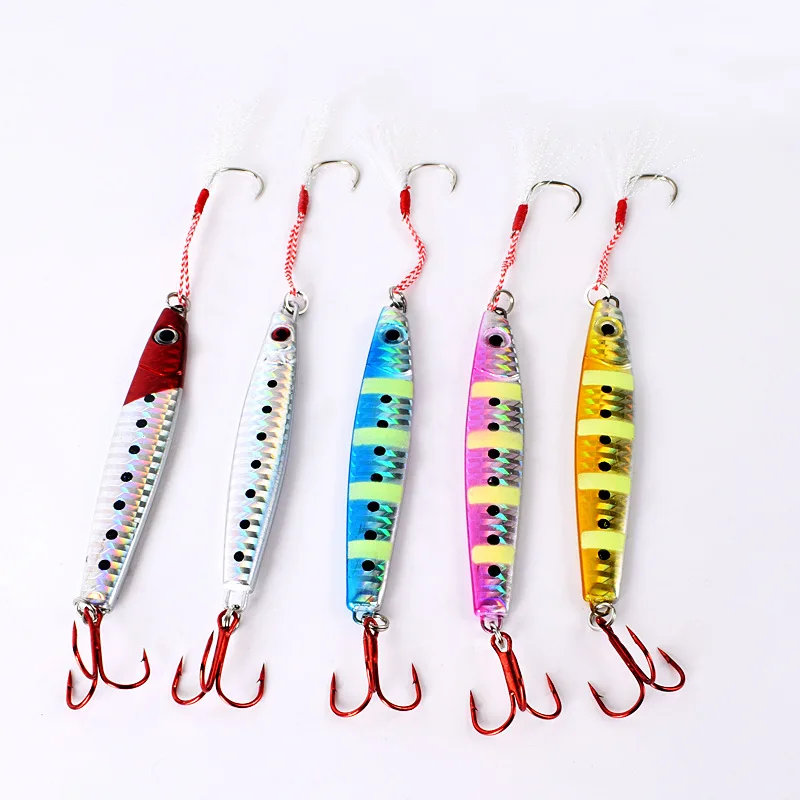 

5 Pcs/Lot Metal Jig Fishing Lure Double Hooks Jigging Baits 25g 40g 60g 2019 Hard Bait