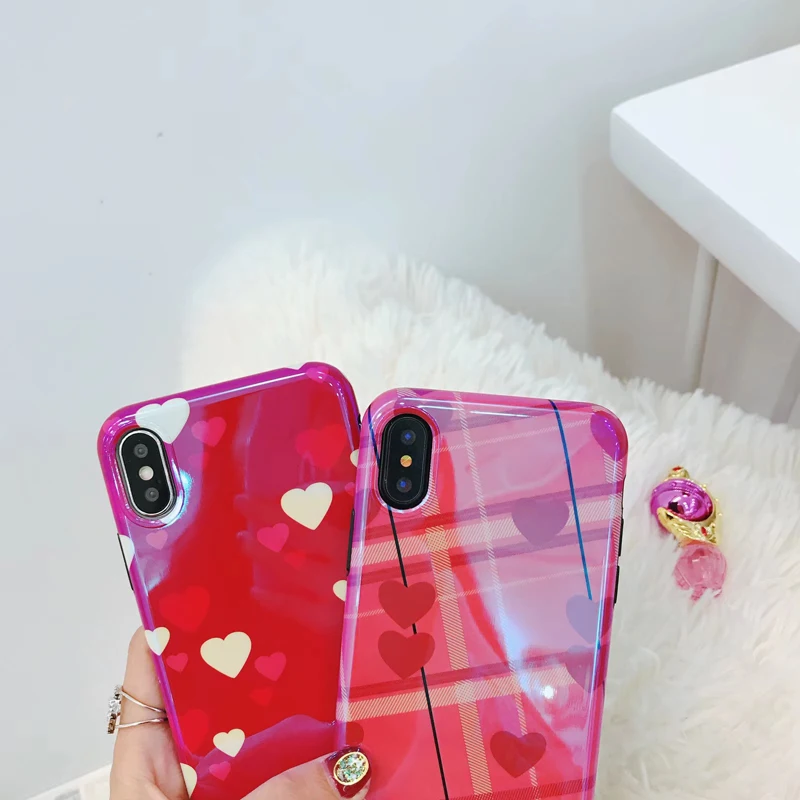 Fashion Blue Ray Phone Case for iPhone X XR XS MAX Cute Love Heart Soft Silicon Luxury Cover 6 7 8 plus |
