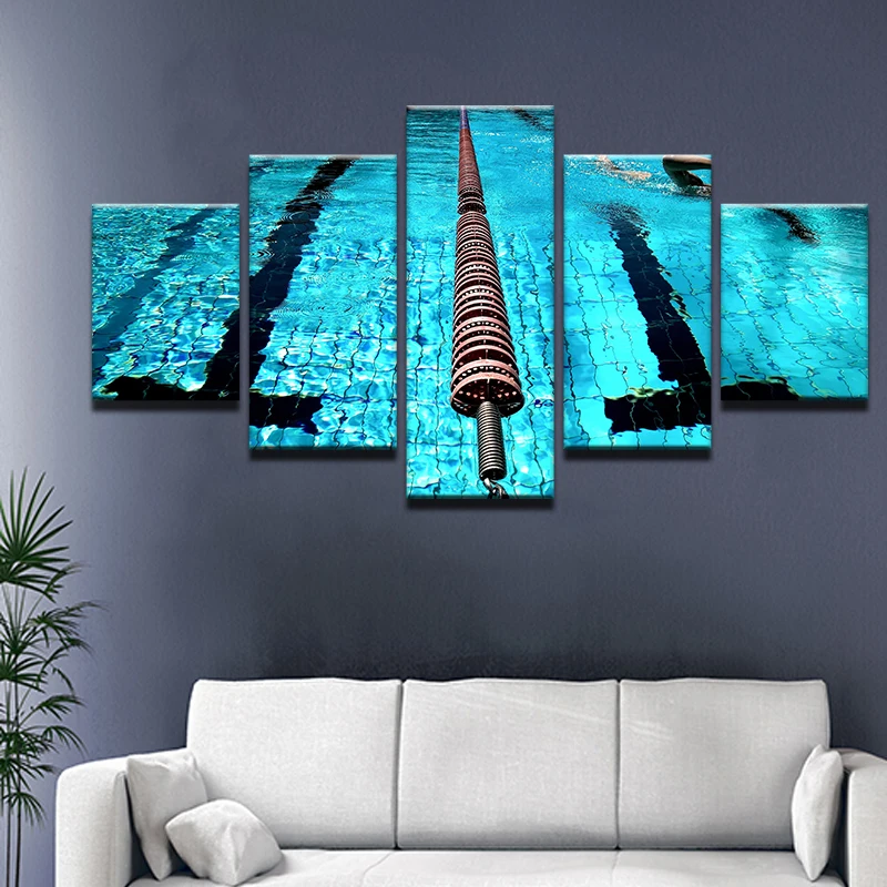 5 шт. на холсте абстракция синий Бассейн Wall Art картина маслом Картины Модульная в