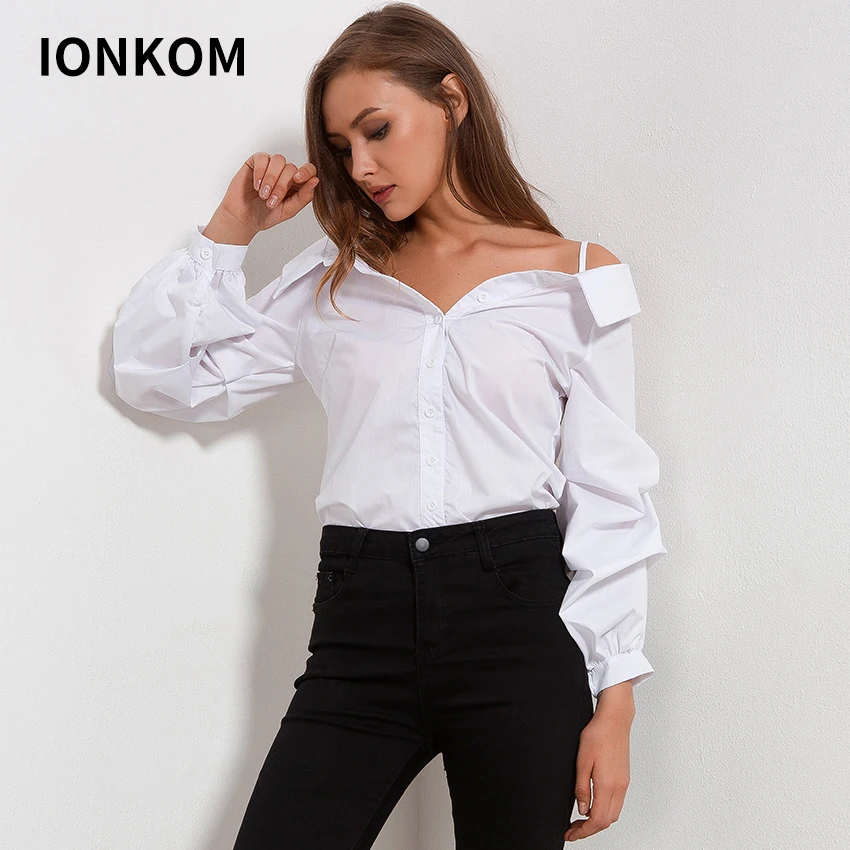 IONKOM женская элегантная блузка на тонких бретельках с вырезом в горошек