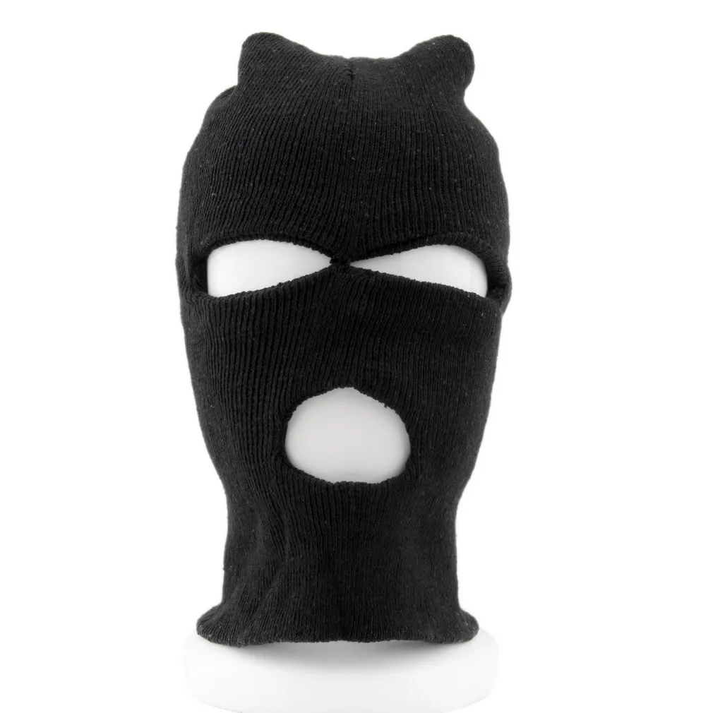 Лыжная маска с полным лицевым покрытием 3 отверстия Балаклава вязаная шапка