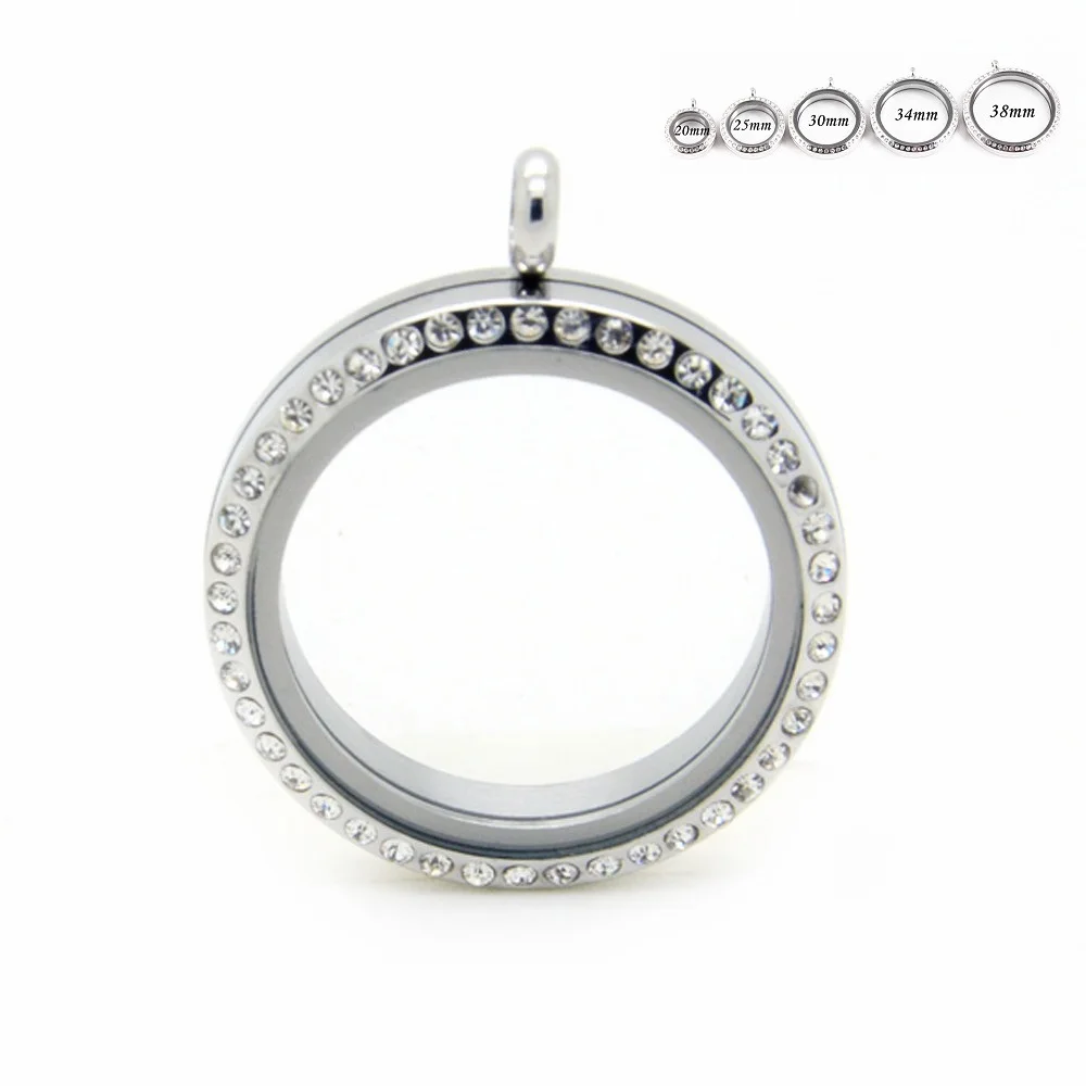 

( 20mm 25mm 30mm 34mm 38mm ) floating lockets 316L stainless steel screw crystal living memory floating lockets