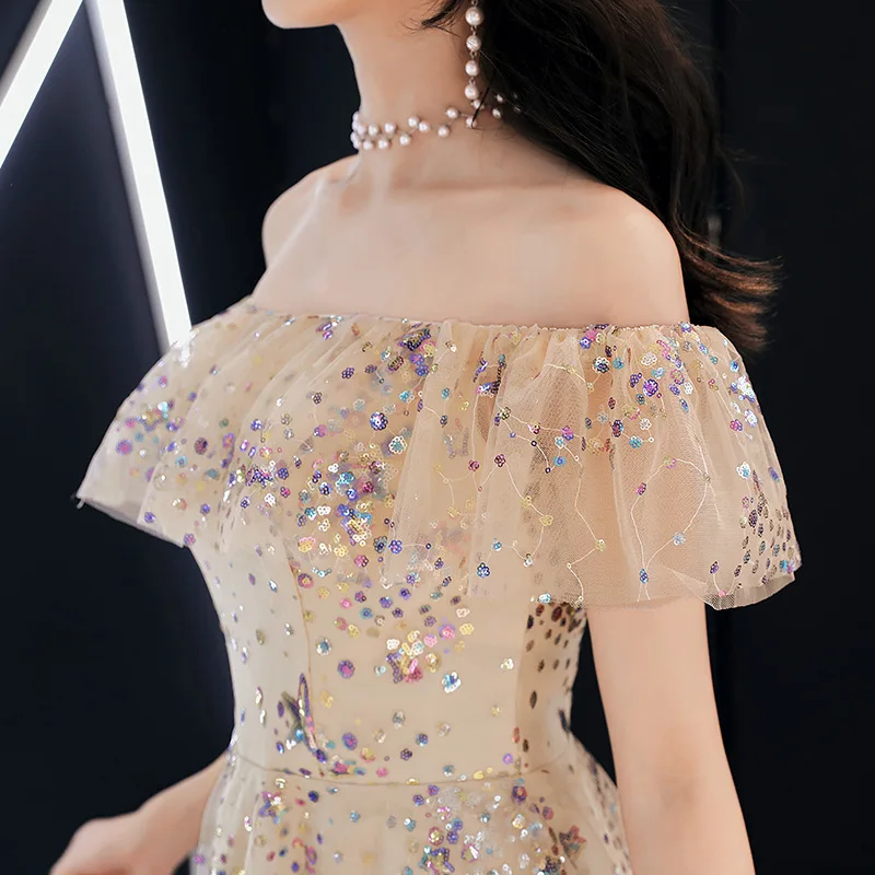Элегантное короткое платье Ципао цвета шампанского с пайетками Vestidos брюки Чино