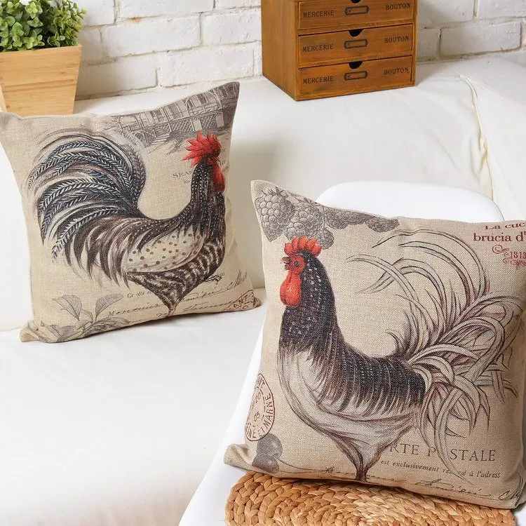 

Cock pillow cover, hand-painted Chinese national wind Cock Cartoon animal throw pillow case pillowcase wholesale