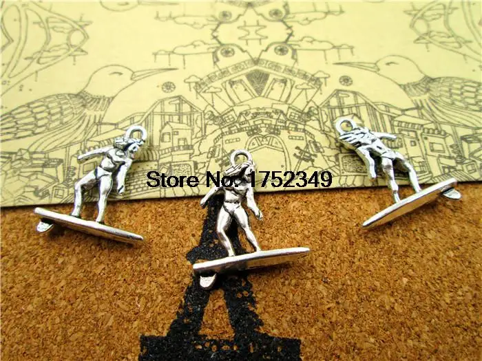 Подвески для серфинга Античные тибетские серебряные подвески доска ожерелья 19x21