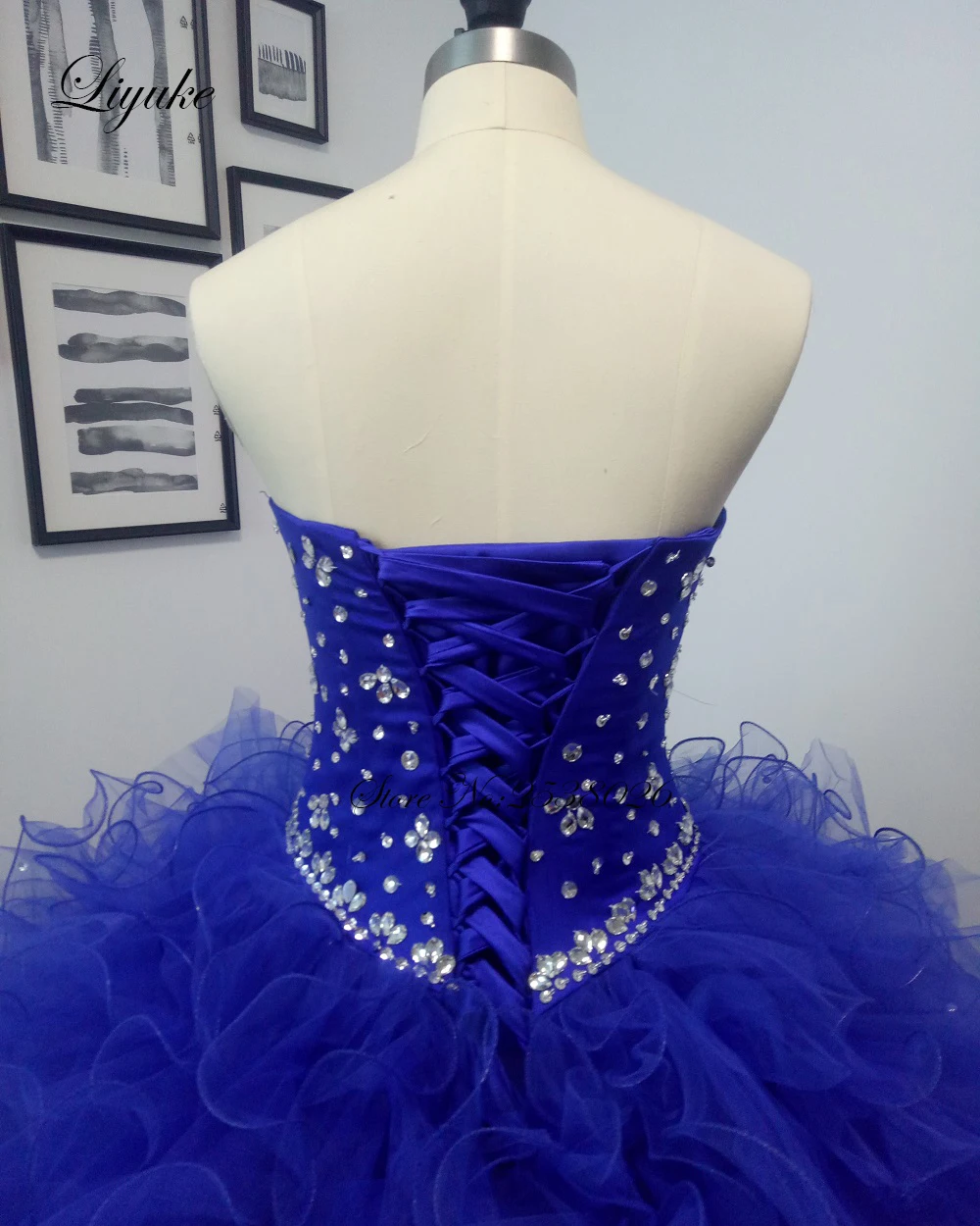 Liyuke очаровательное бальное платье без бретелек на заказ, платья Quinceanera со стразами и кристаллами сзади на шнуровке (art.: 3920cbe23e50e) - 3920cbe23e50e