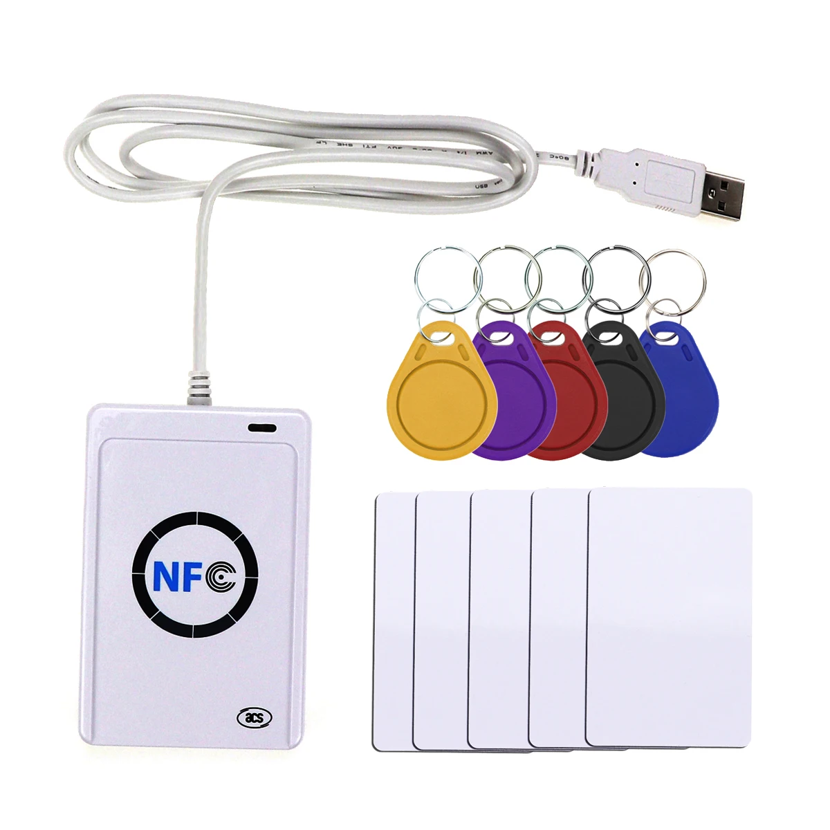 NFC считыватель USB ACR122U RFID смарт 13,56 МГц карточный Писатель Копир Дубликатор для NFC(ISO/IEC18092) тегов+ 5 шт. UID сменный тег