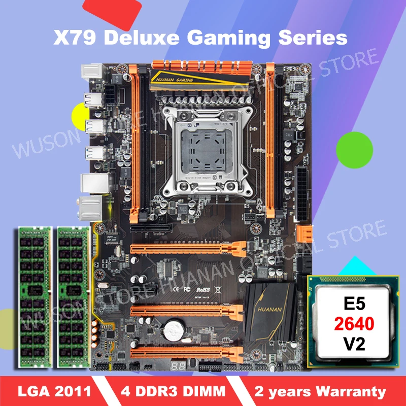WUSON аппаратное обеспечение ПК DIY huanan Zhi deluxe X79 материнская плата Intel Xeon E5 2640 V2 SR19Z 2,0 ГГц ram 16G(2*8G) DDR3 1600 МГц REG ECC