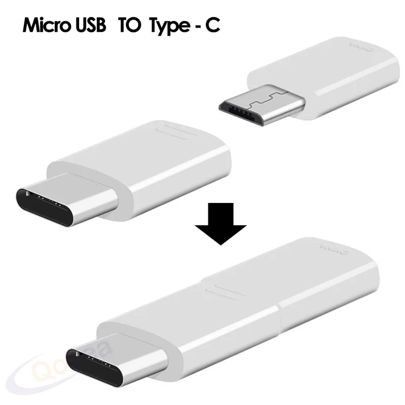 Qosea 2 упак. Тип C Quick Charge преобразует адаптер Вход Micro USB конвертер быстрого для