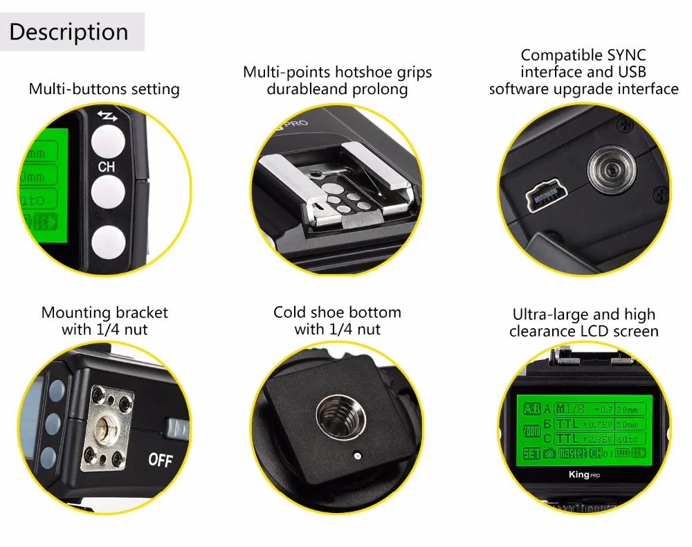 Pixel King Pro приемопередатчик Вспышка Speedlite TTL высокоскоростной беспроводной триггер
