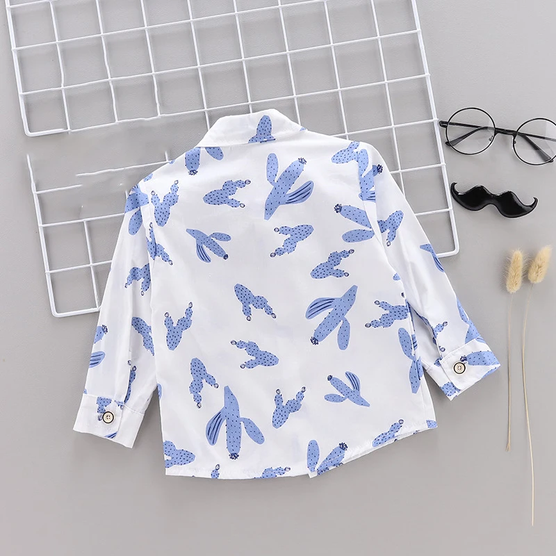 Новые осенние повседневные Детские рубашки с длинными рукавами и принтом