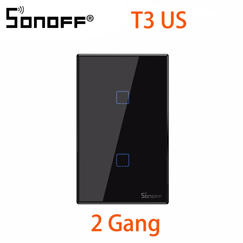T3US 2C Sonoff New T3US T3EU UK 120 Size 1/2/3 gang TX 433Mhz RF Remoted Controlled Wifi Switch With Border Works With Alexa Google Home - Комплект: T3US 2C