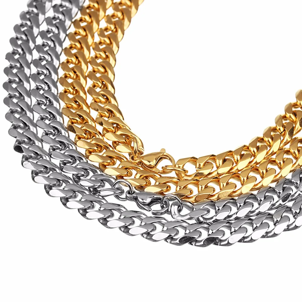 LOULEUR Gold Silver Color 60cm Stainless Steel Chains Bulk Wide 8mm Flat Link Rolo for Necklace Bracelet Jewelry Making | Украшения и