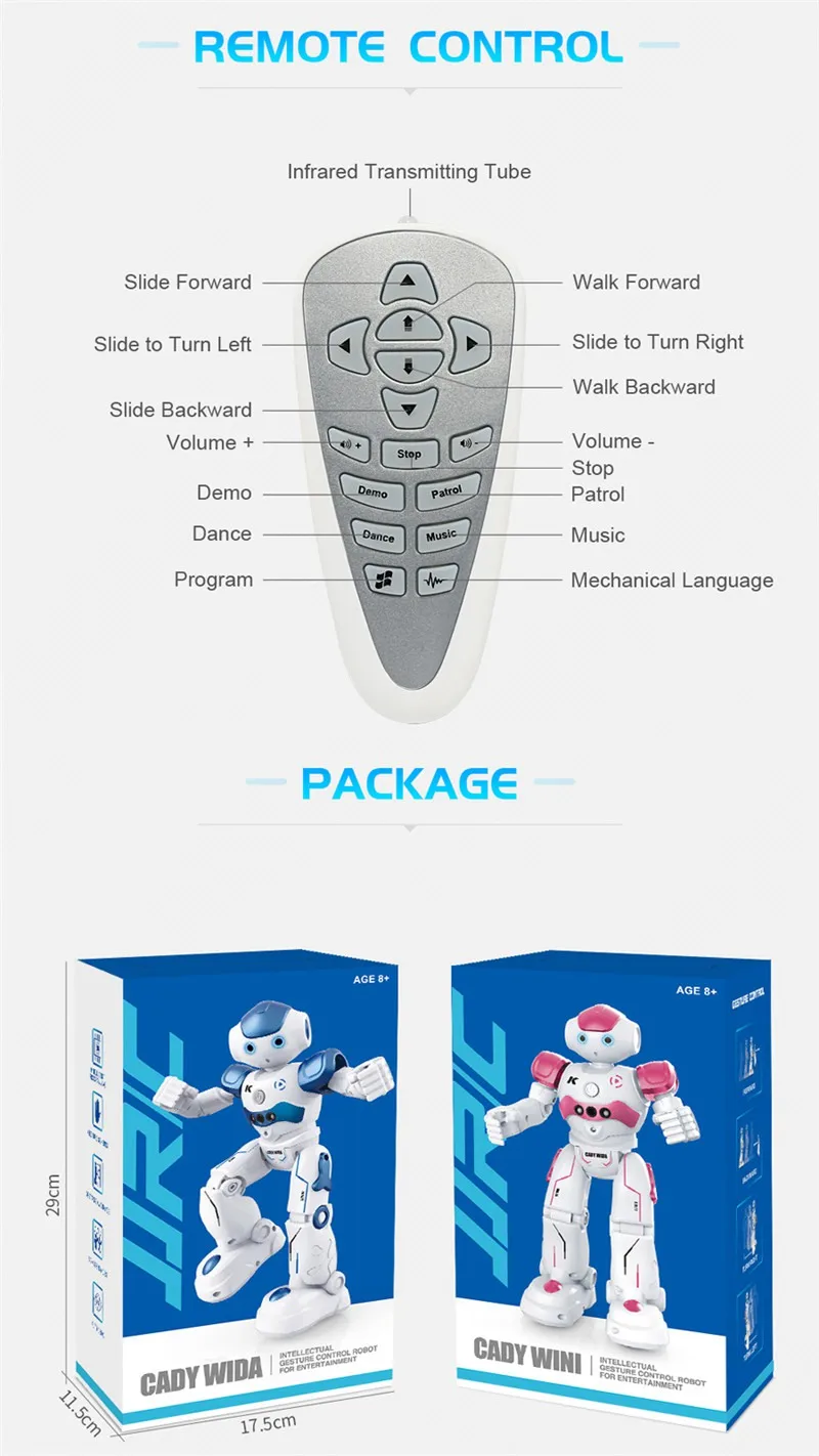 JJRC R2 usb зарядка пение танцы управление жестами Радиоуправляемый игрушечный робот синий розовый для детей подарок для детей