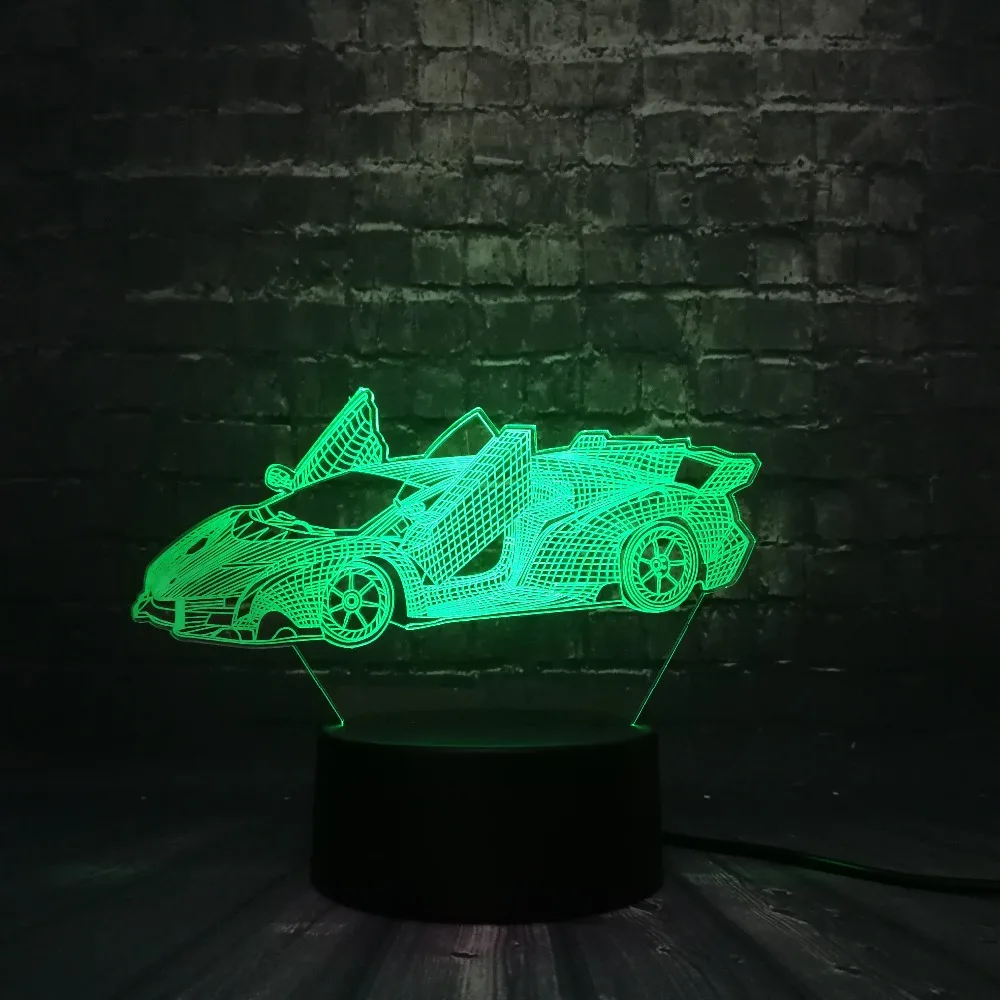 Крутой человек гоночный автомобиль светодиодный 3d-ночник Декор RGB USB лампа спальня свет сна 7 цветов Изменение RC автомобиль для Ребенка Рождественский подарок игрушка