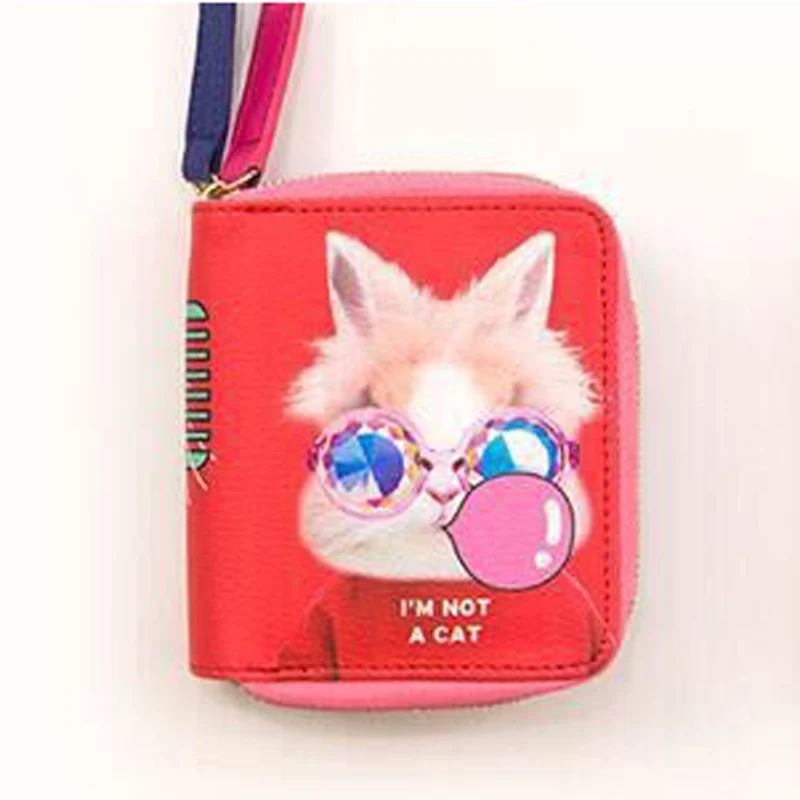 Бульдог белый черный кролик плюшевый узор забавный интересный Мини кошельки