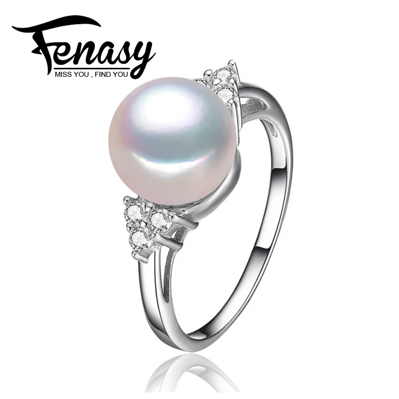 FENASY настоящие кольца из натурального жемчуга для женщин регулируемое кольцо