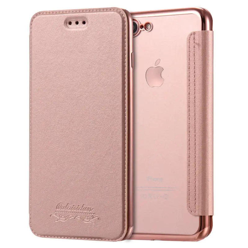 Rose Gold Роскошный кожаный чехол-книжка флип-чехол для телефона iPhone X XS Max XR 5 5S SE держатель для карт с подставкой Полный Чехол для iPhone 6 6S 7 8 Plus - Цвет: Rose Gold