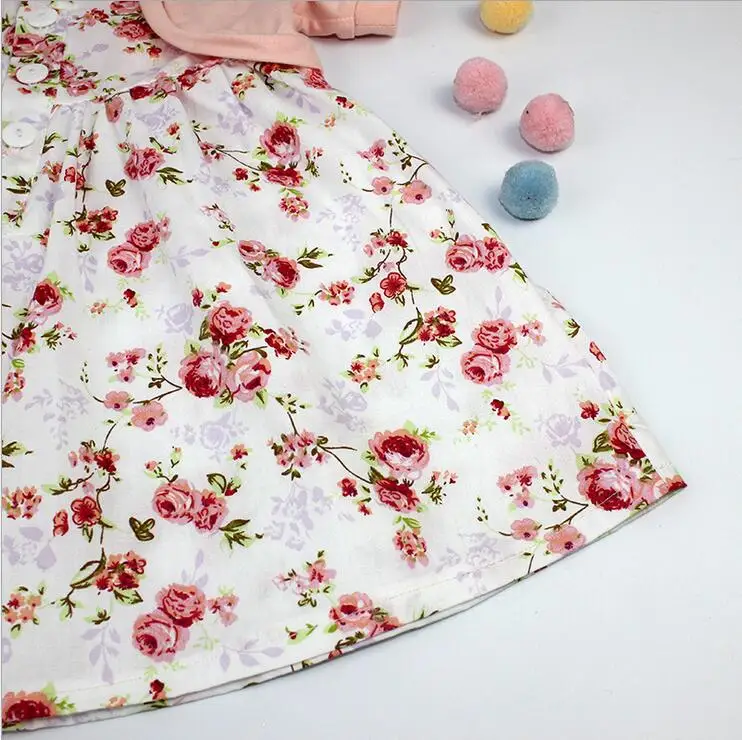 Baby Girls Summer Dresses Peter Pan Collar Short-Sleeved Children Dress Small Shawl Floral Button Frocks For 2-3T T173 | Детская одежда