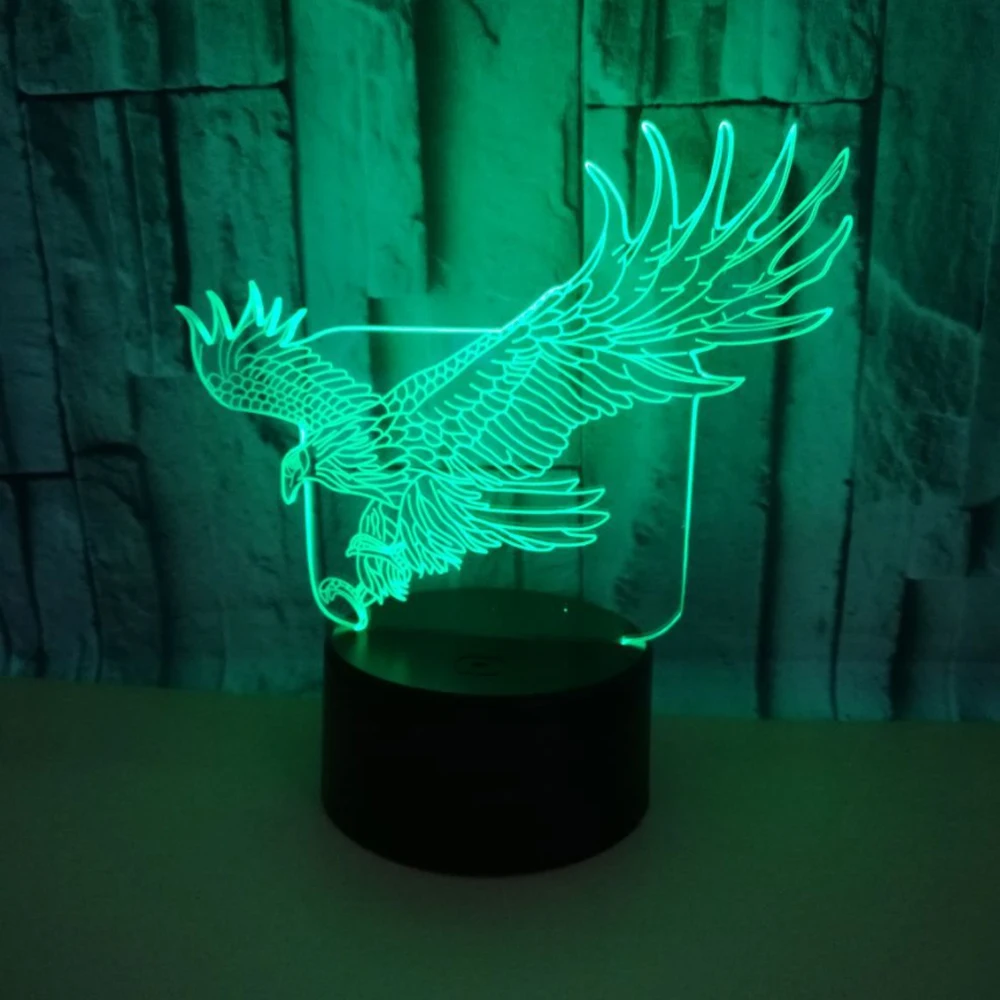 3D LED Орел ночник в форме животного USB прикроватная Спальня настольная лампа
