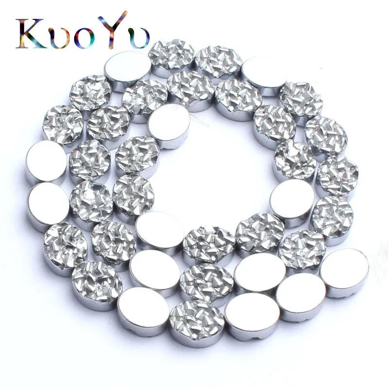10*8 мм натуральный золото/серебро/черный/многоцветный Drusy бусины камень овальной