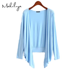 Makuluyaвесенне-осенний женский кардиган, тонкий, модальный, карамельный цвет, длинная верхняя одежда, Солнцезащитный Ларг, размер, асимметричная шаль, пальто QW