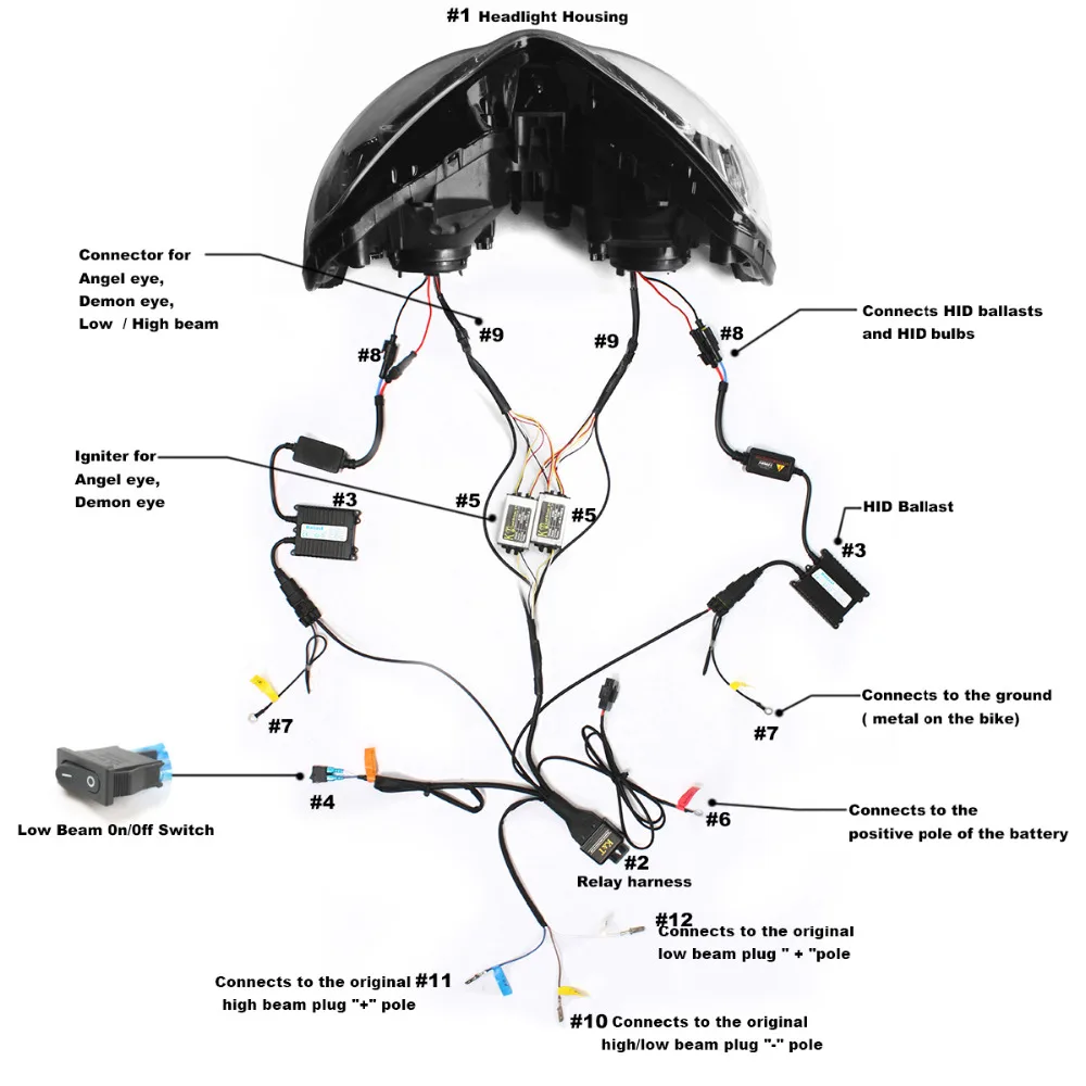 Передние фары KT для мотоцикла Yamaha T MAX 2001 2002 2003 2004 2005 2006 2007 Глаз ангела демона HID