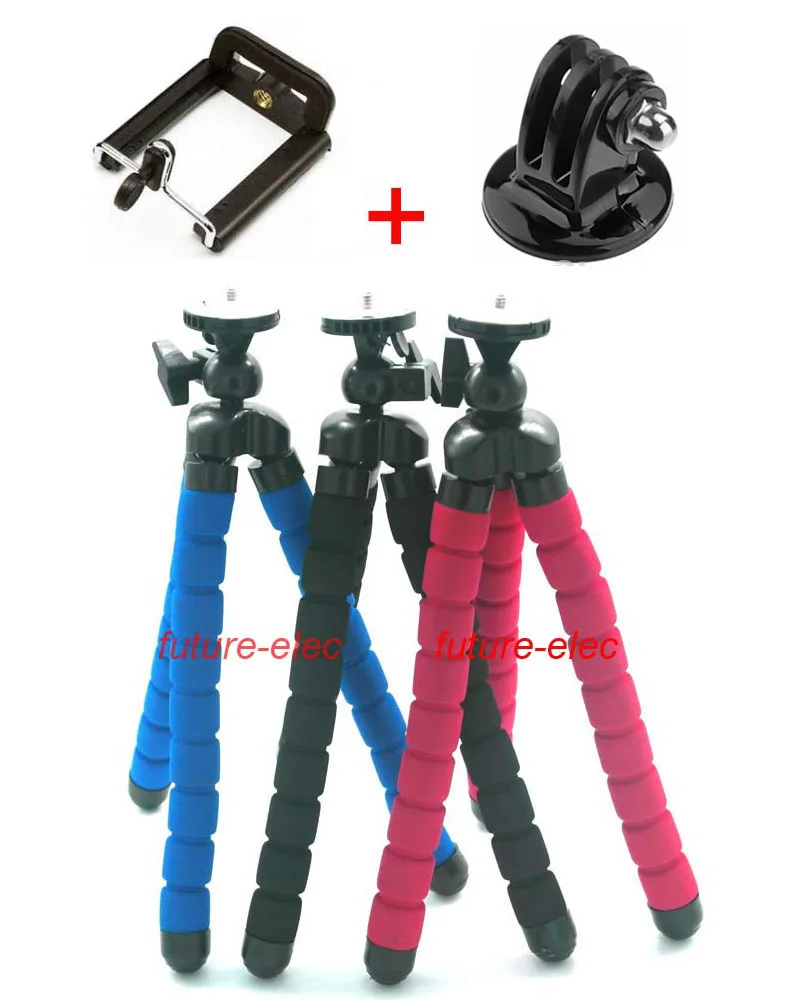 Гибкий штатив-Трипод с резиновыми ножками и зажимом для мобильного телефона