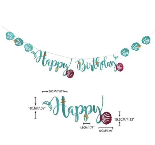 birthday banner Вечерние украшения в виде рыбной сетки в виде русалки, вечерние украшения в виде рыбки на день рождения, Детские воздушные шары в виде русалки для девочек - Цвет: birthday banner