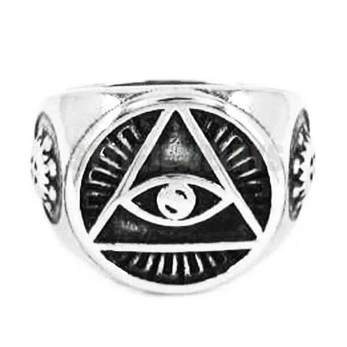 Кольцо символ пирамиды из нержавеющей стали серебристого и золотистого цвета|biker